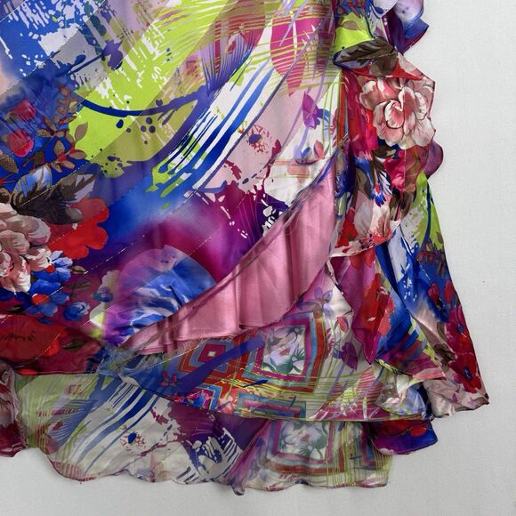 Vtg Cache Dress Womens 6‎ Floral Floor Length Gown Silk Chiffon Remnants FLAWED - Picture 13 of 16